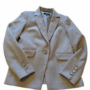Melanie Lyne Gray Plaid Crop Jacket-1 Button Access-Buttons on Sleeves-Size 4